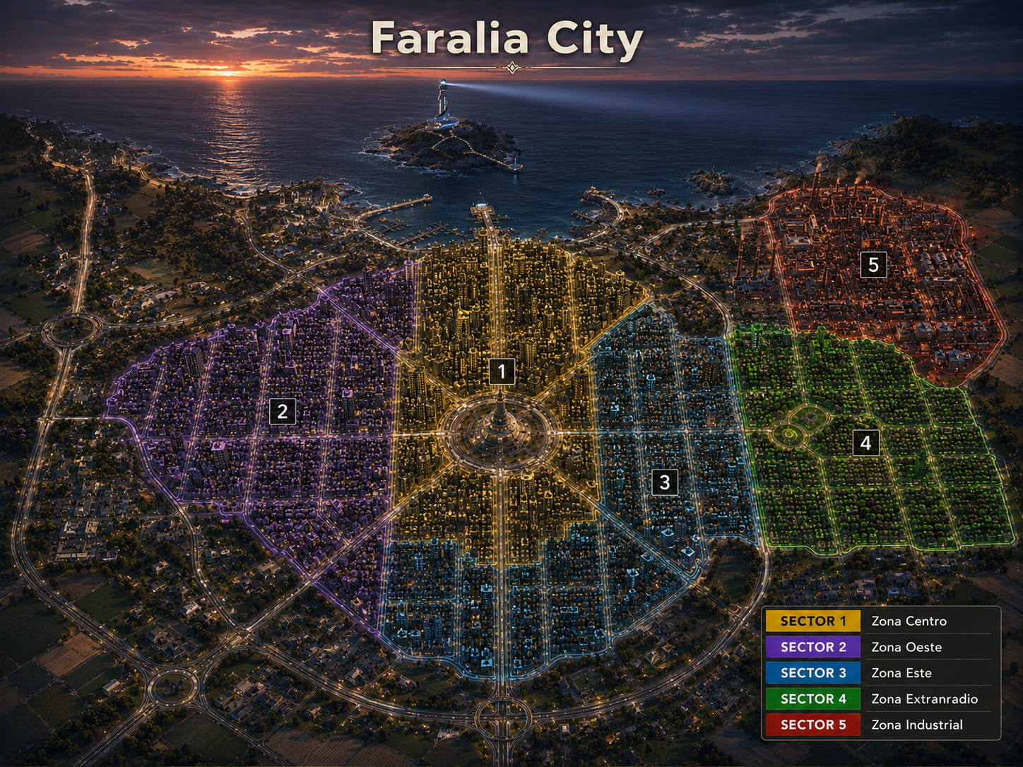 Simulierte Karte von Faralia City